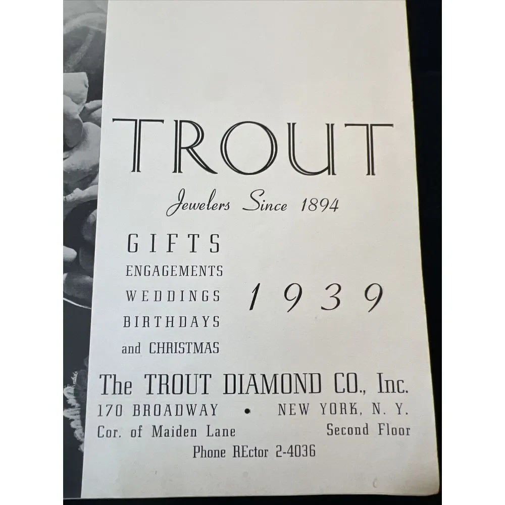 Vintage 1939 The Trout Diamond Company Jewelry‎ Jewelers Catalog Christmas Gift